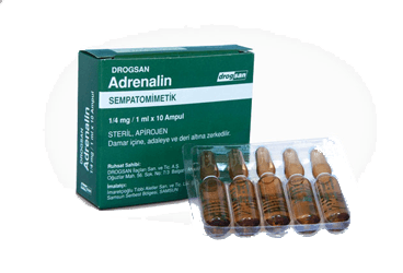 ADRENALIN 0,25 MG/ 1 ML ENJEKSIYONLUK COZELTI, 10 AMPUL